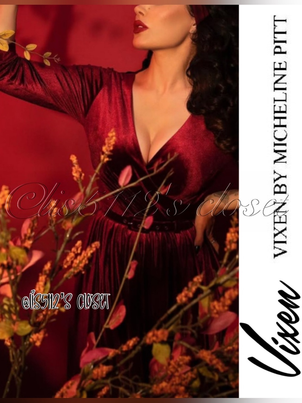 Vixen by Micheline Pitt Velvet Allure Swing Dress in Raspberry Red Size XL